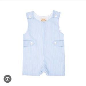 The Beaufort Bonnet Company Blue Seersucker Romper